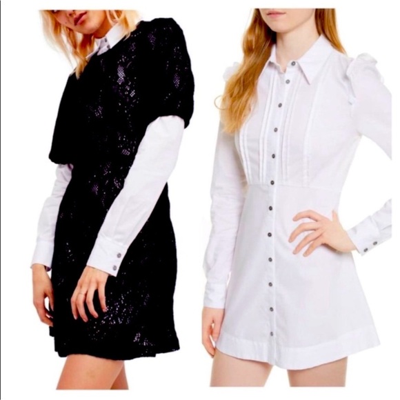 NWT Free People pretty princess Black and White Long Sleeve Dress Set - Picture 1 of 4